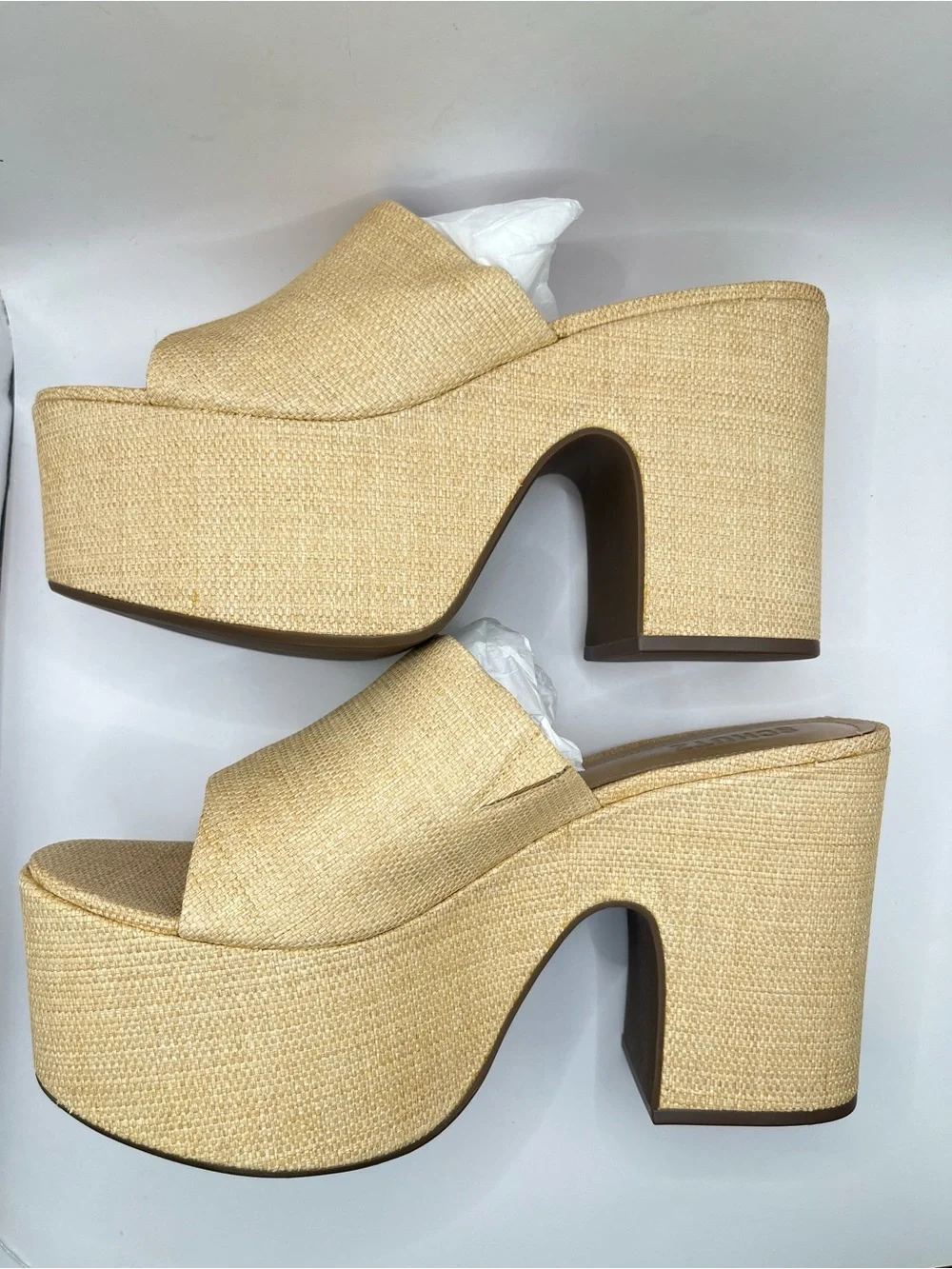 Schutz Dalle Cutout Women's 10.5B Beige Platform Mule Sandals